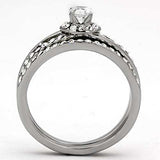 TK971 - High polished (no plating) Stainless Steel Ring with AAA Grade CZ in Clear - Alamode - Flyclothing LLC