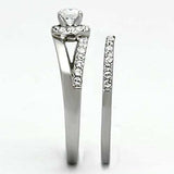 TK971 - High polished (no plating) Stainless Steel Ring with AAA Grade CZ in Clear - Alamode - Flyclothing LLC