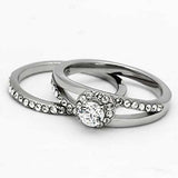 TK971 - High polished (no plating) Stainless Steel Ring with AAA Grade CZ in Clear - Alamode - Flyclothing LLC