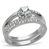 TK971 - High polished (no plating) Stainless Steel Ring with AAA Grade CZ in Clear - Alamode - Flyclothing LLC