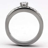 TK972 - High polished (no plating) Stainless Steel Ring with AAA Grade CZ in Clear - Alamode - Flyclothing LLC