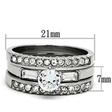 TK973 - High polished (no plating) Stainless Steel Ring with AAA Grade CZ in Clear - Alamode - Flyclothing LLC