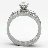 TK973 - High polished (no plating) Stainless Steel Ring with AAA Grade CZ in Clear - Alamode - Flyclothing LLC