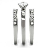 TK973 - High polished (no plating) Stainless Steel Ring with AAA Grade CZ in Clear - Alamode - Flyclothing LLC