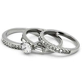TK973 - High polished (no plating) Stainless Steel Ring with AAA Grade CZ in Clear - Alamode - Flyclothing LLC
