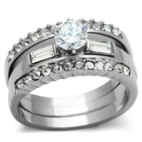 TK973 - High polished (no plating) Stainless Steel Ring with AAA Grade CZ in Clear - Alamode - Flyclothing LLC