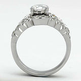 TK974 - High polished (no plating) Stainless Steel Ring with AAA Grade CZ in Clear - Alamode - Flyclothing LLC