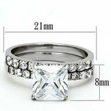 TK975 - High polished (no plating) Stainless Steel Ring with AAA Grade CZ in Clear - Alamode - Flyclothing LLC