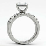 TK975 - High polished (no plating) Stainless Steel Ring with AAA Grade CZ in Clear - Alamode - Flyclothing LLC