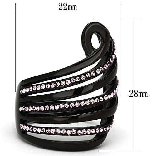 TK977 - IP Black(Ion Plating) Stainless Steel Ring with Top Grade Crystal in Light Rose - Alamode - Flyclothing LLC
