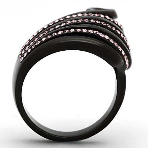 TK977 - IP Black(Ion Plating) Stainless Steel Ring with Top Grade Crystal in Light Rose - Alamode - Flyclothing LLC