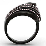 TK977 - IP Black(Ion Plating) Stainless Steel Ring with Top Grade Crystal in Light Rose - Alamode - Flyclothing LLC