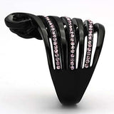 TK977 - IP Black(Ion Plating) Stainless Steel Ring with Top Grade Crystal in Light Rose - Alamode - Flyclothing LLC