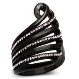 TK977 - IP Black(Ion Plating) Stainless Steel Ring with Top Grade Crystal in Light Rose - Alamode - Flyclothing LLC