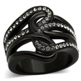 TK978 - IP Black(Ion Plating) Stainless Steel Ring with Top Grade Crystal in Black Diamond - Alamode - Flyclothing LLC