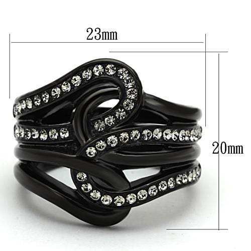 TK978 - IP Black(Ion Plating) Stainless Steel Ring with Top Grade Crystal in Black Diamond - Alamode - Flyclothing LLC