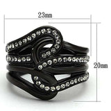 TK978 - IP Black(Ion Plating) Stainless Steel Ring with Top Grade Crystal in Black Diamond - Alamode - Flyclothing LLC