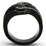TK978 - IP Black(Ion Plating) Stainless Steel Ring with Top Grade Crystal in Black Diamond - Alamode - Flyclothing LLC