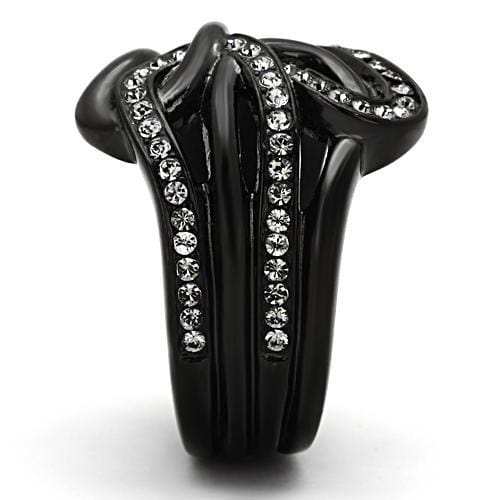 TK978 - IP Black(Ion Plating) Stainless Steel Ring with Top Grade Crystal in Black Diamond - Alamode - Flyclothing LLC