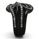 TK978 - IP Black(Ion Plating) Stainless Steel Ring with Top Grade Crystal in Black Diamond - Alamode - Flyclothing LLC