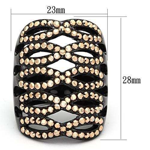 TK979 - IP Black(Ion Plating) Stainless Steel Ring with Top Grade Crystal in Metallic Light Gold - Alamode - Flyclothing LLC