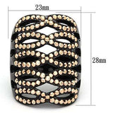 TK979 - IP Black(Ion Plating) Stainless Steel Ring with Top Grade Crystal in Metallic Light Gold - Alamode - Flyclothing LLC