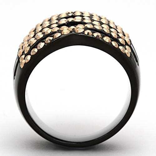 TK979 - IP Black(Ion Plating) Stainless Steel Ring with Top Grade Crystal in Metallic Light Gold - Alamode - Flyclothing LLC