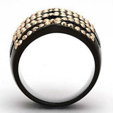 TK979 - IP Black(Ion Plating) Stainless Steel Ring with Top Grade Crystal in Metallic Light Gold - Alamode - Flyclothing LLC