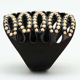 TK979 - IP Black(Ion Plating) Stainless Steel Ring with Top Grade Crystal in Metallic Light Gold - Alamode - Flyclothing LLC