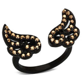 TK980 - IP Black(Ion Plating) Stainless Steel Ring with Top Grade Crystal in Metallic Light Gold - Alamode - Flyclothing LLC