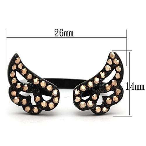 TK980 - IP Black(Ion Plating) Stainless Steel Ring with Top Grade Crystal in Metallic Light Gold - Alamode - Flyclothing LLC