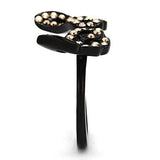 TK980 - IP Black(Ion Plating) Stainless Steel Ring with Top Grade Crystal in Metallic Light Gold - Alamode - Flyclothing LLC