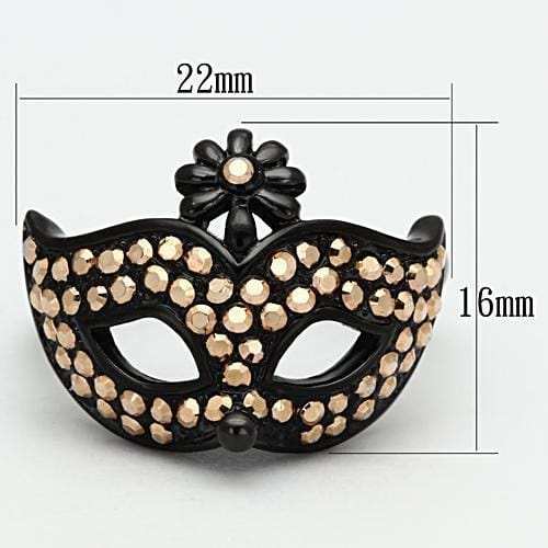 TK981 - IP Black(Ion Plating) Stainless Steel Ring with Top Grade Crystal in Metallic Light Gold - Alamode - Flyclothing LLC