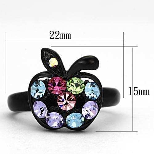 TK984 - IP Black(Ion Plating) Stainless Steel Ring with Top Grade Crystal in Multi Color - Alamode - Flyclothing LLC