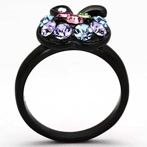 TK984 - IP Black(Ion Plating) Stainless Steel Ring with Top Grade Crystal in Multi Color - Alamode - Flyclothing LLC