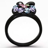 TK984 - IP Black(Ion Plating) Stainless Steel Ring with Top Grade Crystal in Multi Color - Alamode - Flyclothing LLC