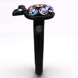 TK984 - IP Black(Ion Plating) Stainless Steel Ring with Top Grade Crystal in Multi Color - Alamode - Flyclothing LLC