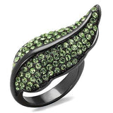 TK985LJ - IP Light Black (IP Gun) Stainless Steel Ring with Top Grade Crystal in Peridot - Alamode - Flyclothing LLC