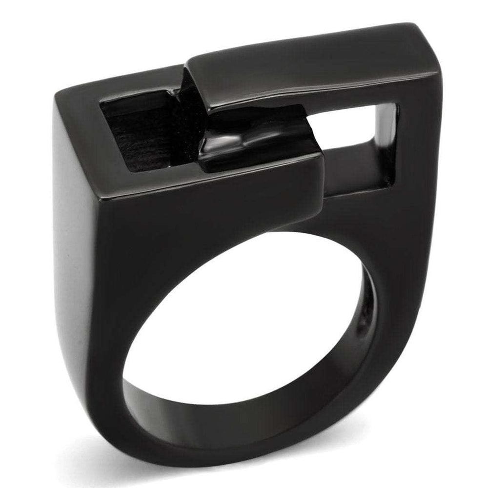 TK989 - IP Black(Ion Plating) Stainless Steel Ring with No Stone - Alamode - Flyclothing LLC