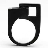 TK989 - IP Black(Ion Plating) Stainless Steel Ring with No Stone - Alamode - Flyclothing LLC