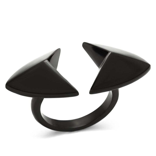 TK990 - IP Black(Ion Plating) Stainless Steel Ring with No Stone - Alamode - Flyclothing LLC