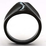 TK991 - IP Black(Ion Plating) Stainless Steel Ring with Top Grade Crystal in Sea Blue - Alamode - Flyclothing LLC