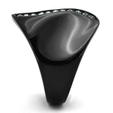 TK991 - IP Black(Ion Plating) Stainless Steel Ring with Top Grade Crystal in Sea Blue - Alamode - Flyclothing LLC