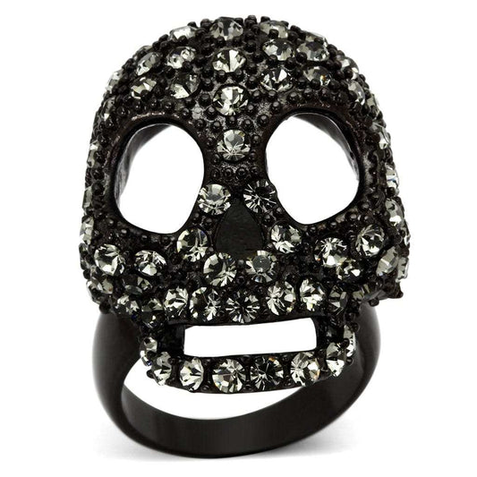 TK992 - IP Black(Ion Plating) Stainless Steel Ring with Top Grade Crystal in Black Diamond - Alamode - Flyclothing LLC