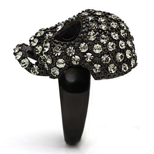 TK992 - IP Black(Ion Plating) Stainless Steel Ring with Top Grade Crystal in Black Diamond - Alamode - Flyclothing LLC