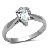 TK994 - High polished (no plating) Stainless Steel Ring with AAA Grade CZ in Clear - Alamode - Flyclothing LLC