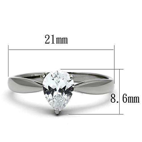 TK994 - High polished (no plating) Stainless Steel Ring with AAA Grade CZ in Clear - Alamode - Flyclothing LLC