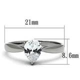 TK994 - High polished (no plating) Stainless Steel Ring with AAA Grade CZ in Clear - Alamode - Flyclothing LLC