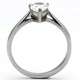 TK994 - High polished (no plating) Stainless Steel Ring with AAA Grade CZ in Clear - Alamode - Flyclothing LLC
