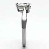 TK994 - High polished (no plating) Stainless Steel Ring with AAA Grade CZ in Clear - Alamode - Flyclothing LLC